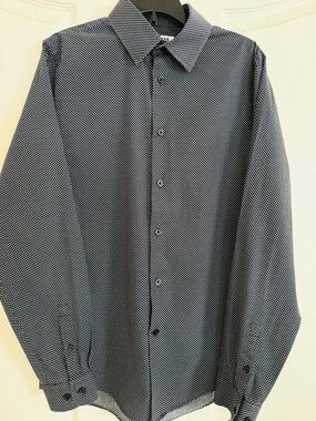 Express Men's black and white  Micro-Dot Button-Up Shirt